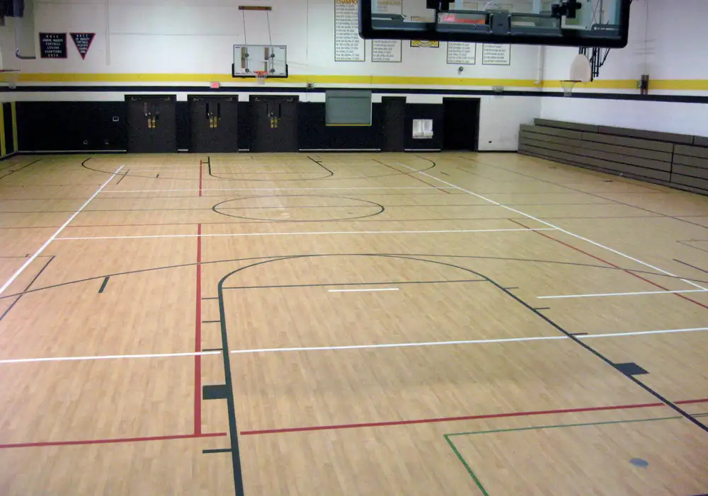 Synthetic gymnasium floor